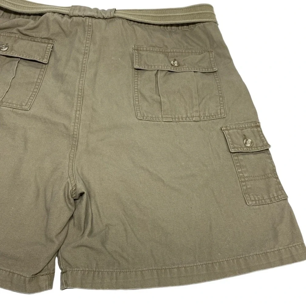 XX STAT Cotton Shorts Mens Lg Khaki Cargo‎ Utilitarian D Ring Belt Outdoor Belt